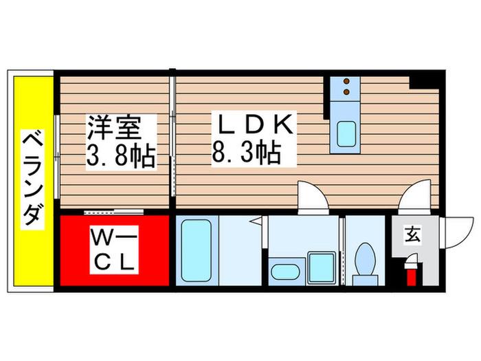 FOUR SEASONS 新検見川(1LDK/1階)の間取り写真
