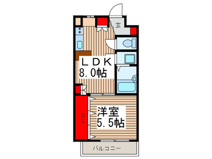 クレイドルⅠ(1LDK/2階)の間取り写真