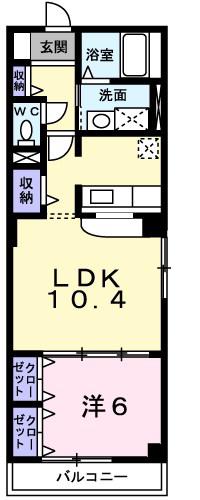ファウンテンヒル2(1LDK/2階)の間取り写真