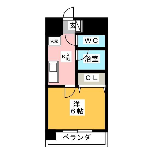 ジョイシティ住吉(1K/9階)の間取り写真