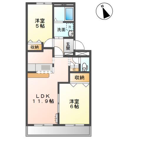 グローリアスM・T・K(2LDK/1階)の間取り写真