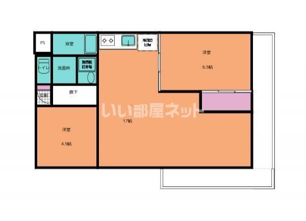ザ・ガーデンテラス尾曳町(2LDK/5階)の間取り写真