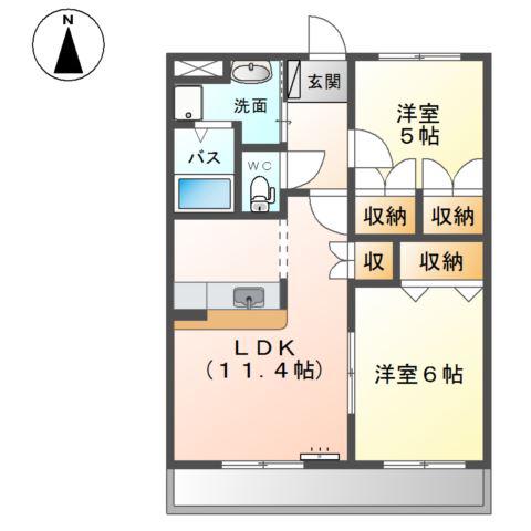 SUNNYCOURT城東(2LDK/2階)の間取り写真
