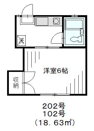 ポコアポコ(1K/2階)の間取り写真