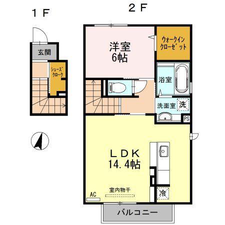 ベル マノワール コセ(1LDK/2階)の間取り写真