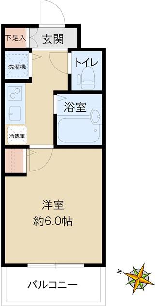 スカイコート文京白山第5(1K/4階)の間取り写真