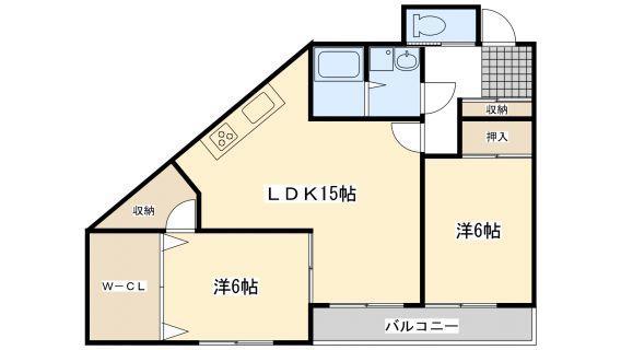 プロビデンス(2LDK/2階)の間取り写真
