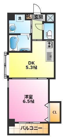 ウェルフェアMISYA(1DK/4階)の間取り写真