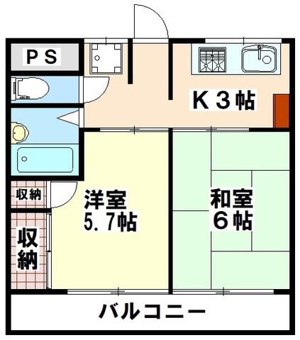 松ビル(2DK/2階)の間取り写真