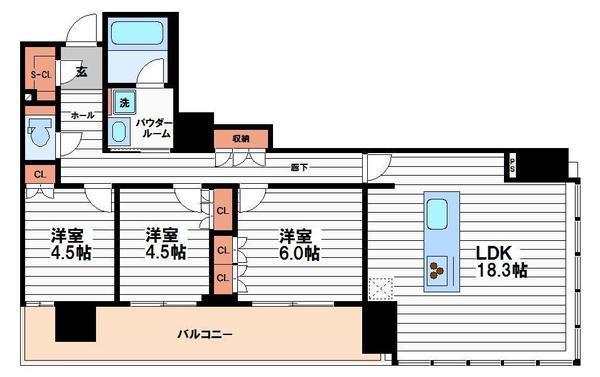 RJR堺筋本町タワー(3LDK/7階)の間取り写真