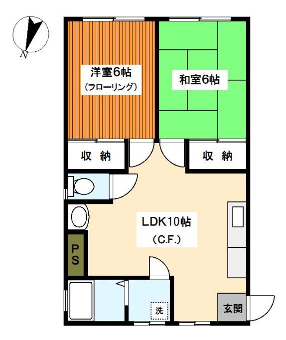 武相台ビル(2LDK/1階)の間取り写真