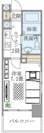 レジデンシア麻布十番(1K/9階)の間取り写真