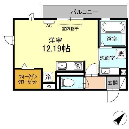 プライムヒル若松(ワンルーム/3階)の間取り写真