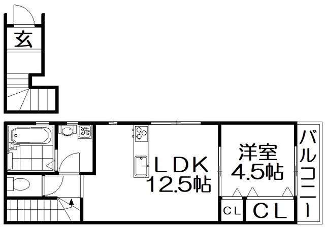 パンとサーカス(1LDK/2階)の間取り写真