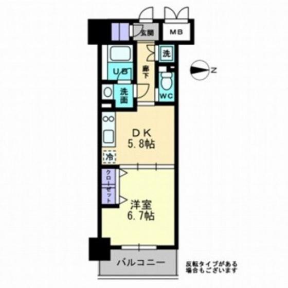 アルファレガロ西古松(1DK/6階)の間取り写真
