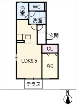 なるみハウス(1LDK/1階)の間取り写真