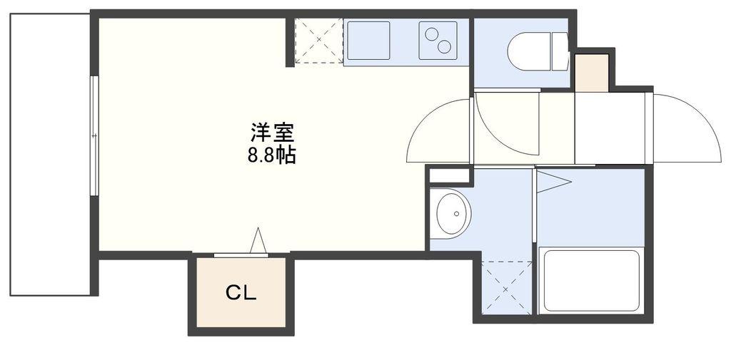 平野町FマンションB(ワンルーム/5階)の間取り写真