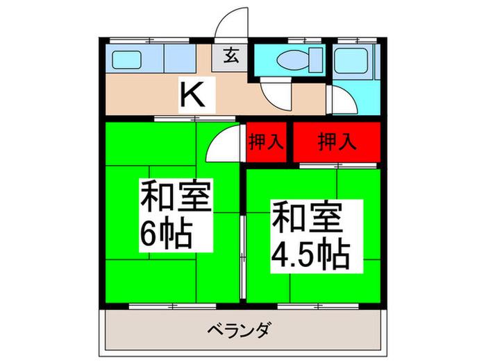 ダイヤハイツ(2K/2階)の間取り写真