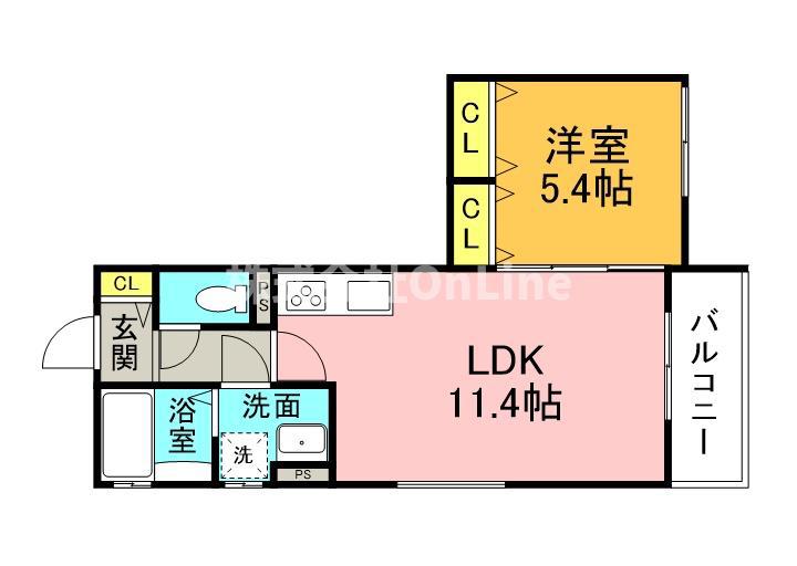 クリエオーレ荒本I(1LDK/2階)の間取り写真