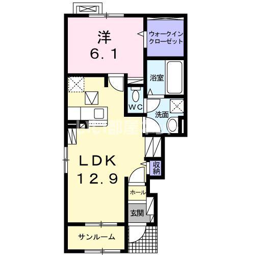 ステラハウス(1LDK/1階)の間取り写真