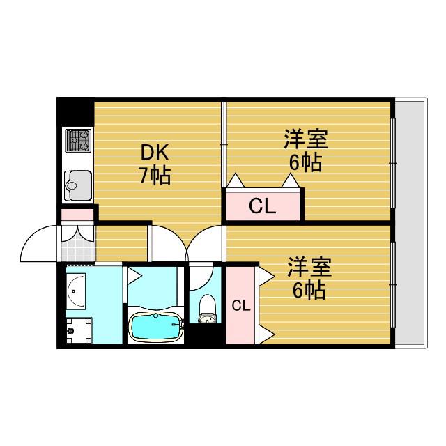 ロイヤルハイツ(2DK/5階)の間取り写真