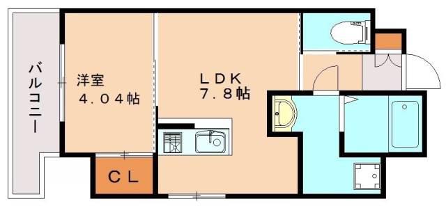 AXIS大橋(1DK/7階)の間取り写真