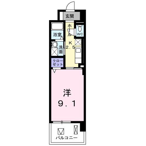 パークレジデンス小山(1K/3階)の間取り写真