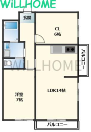 センチュリーハイツ和歌浦(2LDK/1階)の間取り写真