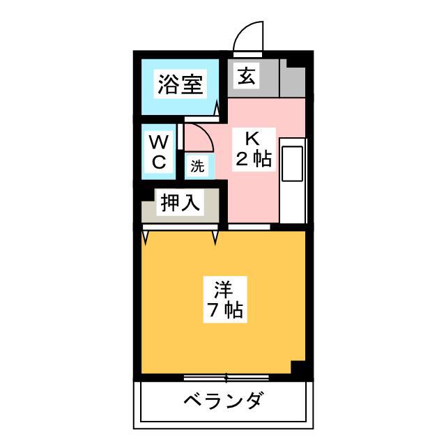コンフォート若葉(ワンルーム/3階)の間取り写真