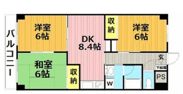 ブランネージュ(3DK/7階)の間取り写真