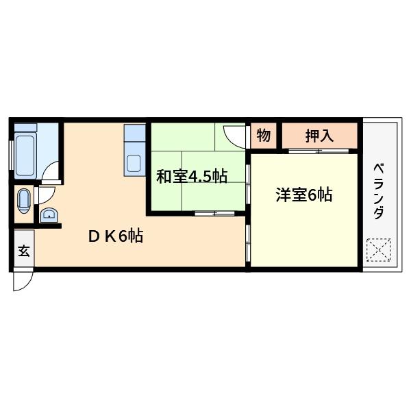 藤コーポ(2DK/2階)の間取り写真