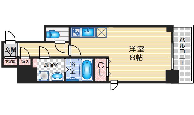 BPRレジデンス江坂(1K/2階)の間取り写真