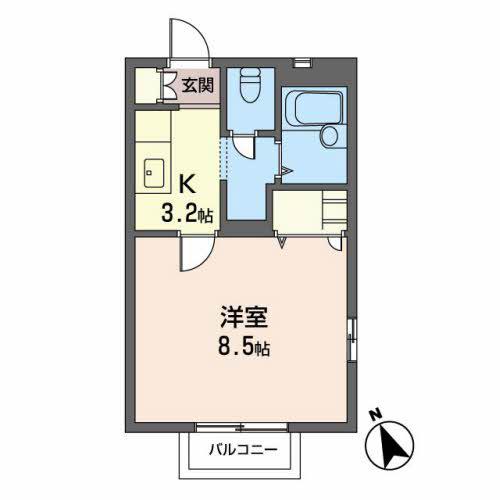 ヴィエナ(1K/2階)の間取り写真
