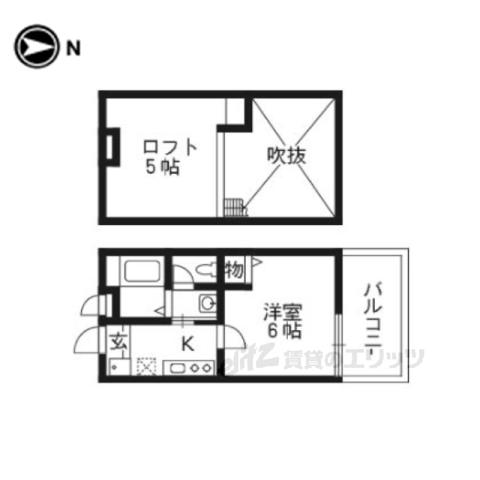 ロフティ京都西陣(1K/2階)の間取り写真