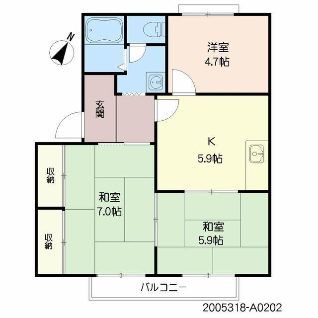 エントピア戸坂(2LDK/2階)の間取り写真