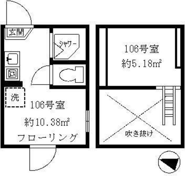 ティ・アーモ ルミナス(ワンルーム/1階)の間取り写真