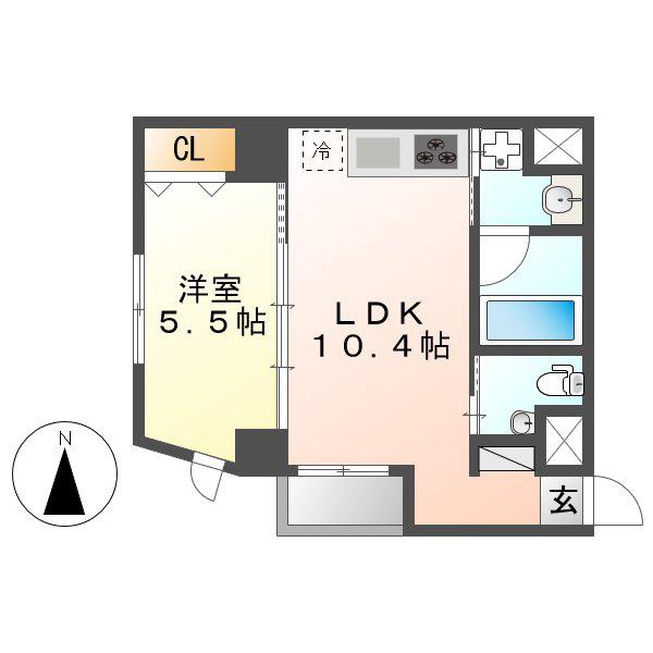 HONNMACHI BOX24(1LDK/8階)の間取り写真