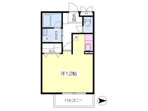 ローズガーデンMII(ワンルーム/1階)の間取り写真