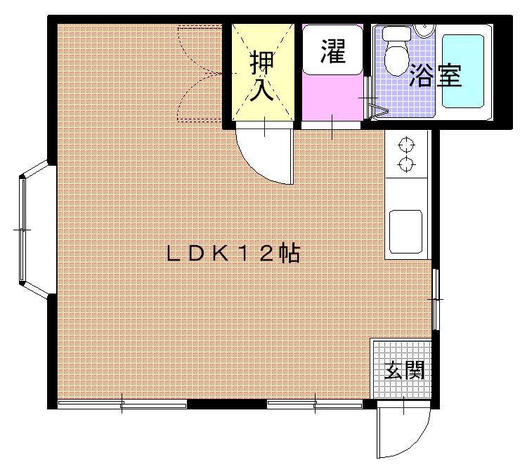 角田屋ハイツ南町(ワンルーム/1階)の間取り写真