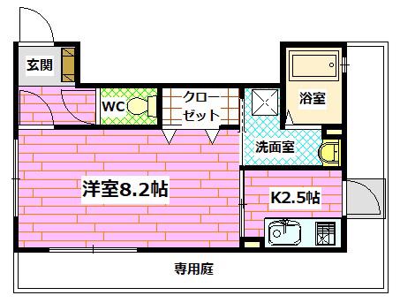 プリメーラ石井城III(1K/1階)の間取り写真