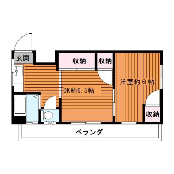 蓮芽ビル(1DK/5階)の間取り写真