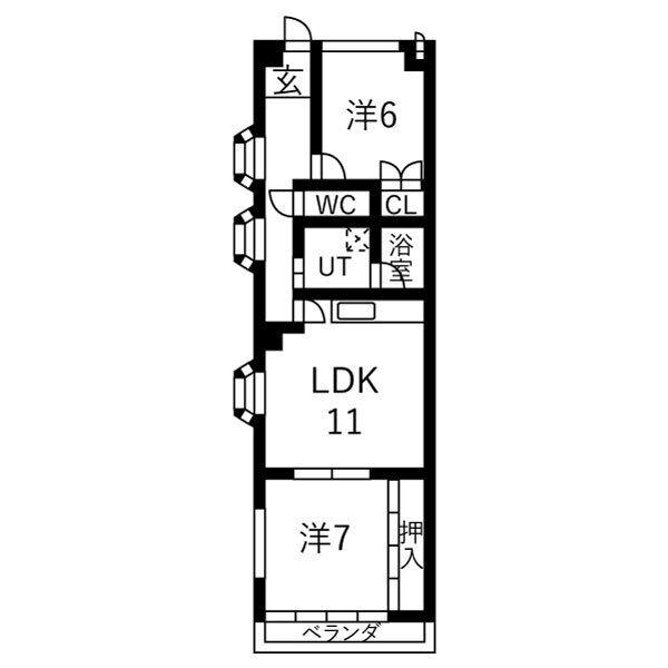 HOUSE松本II(2LDK/4階)の間取り写真