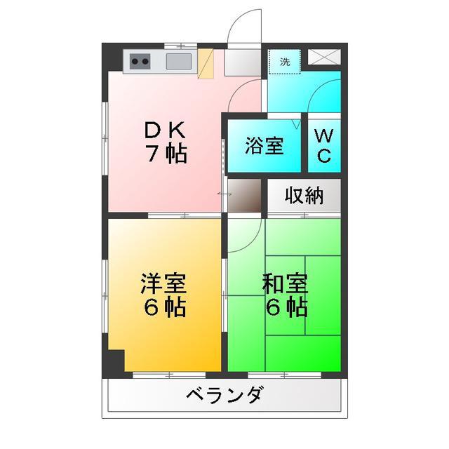 セントラルハイツ(2DK/3階)の間取り写真