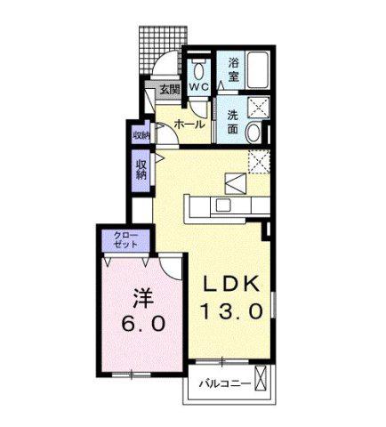 RIVERSIDE すみれ(1LDK/1階)の間取り写真