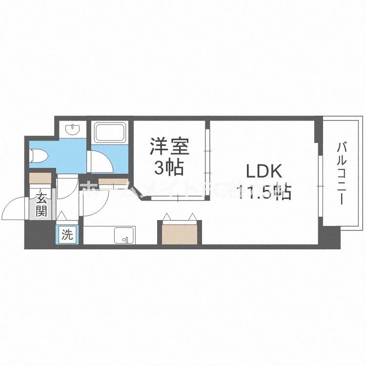 ロッカベラアパートメント(1LDK/5階)の間取り写真