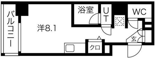 クラリッサ横浜ノワール(ワンルーム/5階)の間取り写真