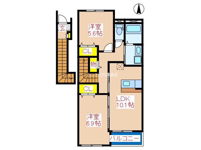 リーブル108(2LDK/2階)の間取り写真