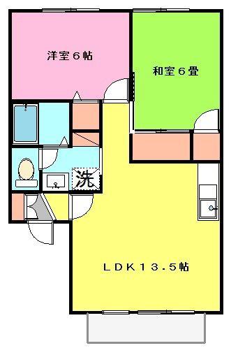 セジュールプランドールB(2LDK/2階)の間取り写真