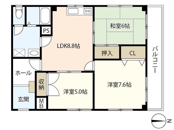 藤島ビル(3LDK/3階)の間取り写真