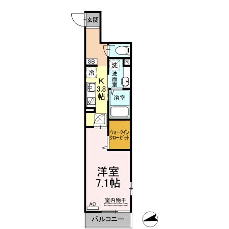 たか表参道(1K/1階)の間取り写真